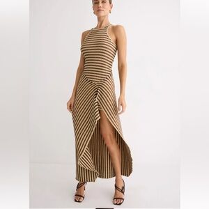 Nanushka Aliki Midi Dress Striped Rib Knit Maxi Dress Sz M